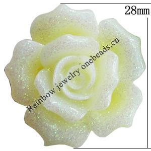 Resin Cabochons, No Hole Headwear & Costume Accessory, Flower, About 28mm in diameter, Sold by Bag