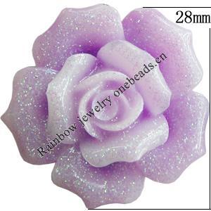 Resin Cabochons, No Hole Headwear & Costume Accessory, Flower, About 28mm in diameter, Sold by Bag