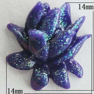Resin Cabochons, No Hole Headwear & Costume Accessory, Flower, About 14x14mm in diameter, Sold by Bag