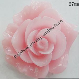 Resin Cabochons, No Hole Headwear & Costume Accessory, Flower, About 27mm in diameter, Sold by Bag