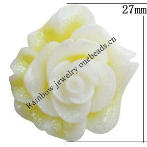 Resin Cabochons, No Hole Headwear & Costume Accessory, Flower, About 27mm in diameter, Sold by Bag