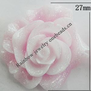 Resin Cabochons, No Hole Headwear & Costume Accessory, Flower, About 27mm in diameter, Sold by Bag