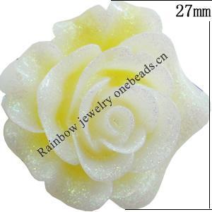 Resin Cabochons, No Hole Headwear & Costume Accessory, Flower, About 27mm in diameter, Sold by Bag