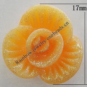 Resin Cabochons, No Hole Headwear & Costume Accessory, Flower, About 17mm in diameter, Sold by Bag