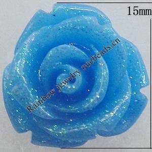 Resin Cabochons, No Hole Headwear & Costume Accessory, Flower, About 15mm in diameter, Sold by Bag