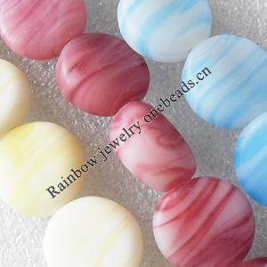 Lampwork Beads, Mix Color Coin 20mm Hole:About 1.5mm, Sold by Group