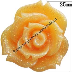 Resin Cabochons, No Hole Headwear & Costume Accessory, Flower, About 25mm in diameter, Sold by Bag
