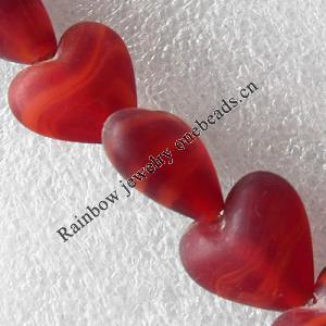 Lampwork Beads, Heart 15mm Hole:About 1.5mm, Sold by PC