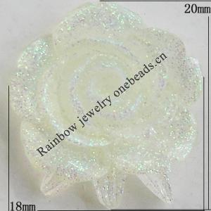 Resin Cabochons, No Hole Headwear & Costume Accessory, Flower, About 20x18mm in diameter, Sold by Bag