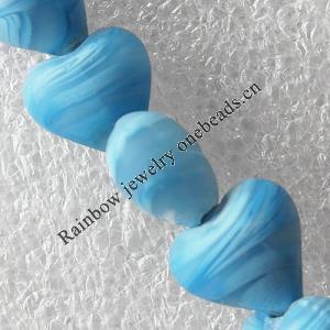 Lampwork Beads, Heart 15mm Hole:About 1.5mm, Sold by PC