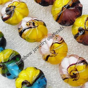 Lampwork Beads, Mix Color Flower 20mm Hole:About 1.5mm, Sold by Group