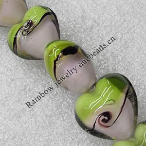 Lampwork Beads, Heart 20mm Hole:About 1.5mm, Sold by PC