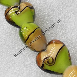 Lampwork Beads, Heart 20mm Hole:About 1.5mm, Sold by PC