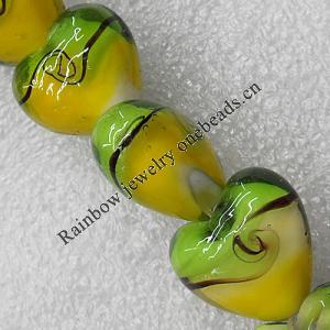 Lampwork Beads, Heart 20mm Hole:About 1.5mm, Sold by PC