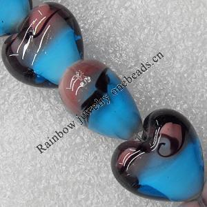 Lampwork Beads, Heart 20mm Hole:About 1.5mm, Sold by PC