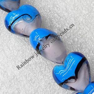 Lampwork Beads, Heart 20mm Hole:About 1.5mm, Sold by PC