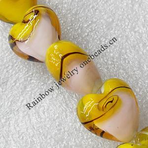 Lampwork Beads, Heart 20mm Hole:About 1.5mm, Sold by PC