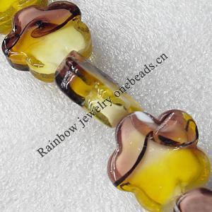 Lampwork Beads, Flower 25mm Hole:About 1.5mm, Sold by PC