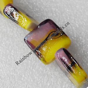 Lampwork Beads, Square 20x20mm Hole:About 1.5mm, Sold by PC