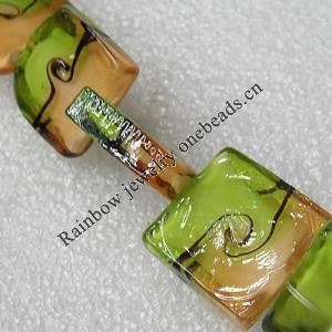 Lampwork Beads, Square 20x20mm Hole:About 1.5mm, Sold by PC