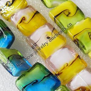 Lampwork Beads, Mix Color Square 20x20mm Hole:About 1.5mm, Sold by Group