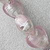 Silver Foil Lampwork Beads, Heart 12mm Hole:About 1.5mm, Sold by PC