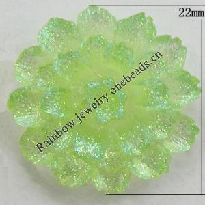 Resin Cabochons, No Hole Headwear & Costume Accessory, Flower, About 22mm in diameter, Sold by Bag