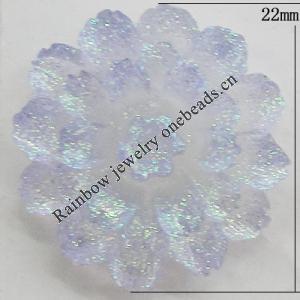 Resin Cabochons, No Hole Headwear & Costume Accessory, Flower, About 22mm in diameter, Sold by Bag