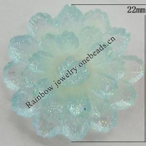 Resin Cabochons, No Hole Headwear & Costume Accessory, Flower, About 22mm in diameter, Sold by Bag