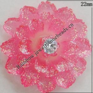 Resin Cabochons, No Hole Headwear & Costume Accessory, Flower, About 22mm in diameter, Sold by Bag