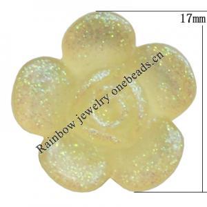 Resin Cabochons, No Hole Headwear & Costume Accessory, Flower, About 17mm in diameter, Sold by Bag