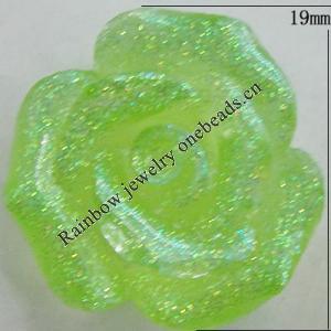 Resin Cabochons, No Hole Headwear & Costume Accessory, Flower, About 19mm in diameter, Sold by Bag