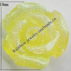 Resin Cabochons, No Hole Headwear & Costume Accessory, Flower, About 19mm in diameter, Sold by Bag