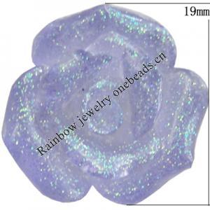 Resin Cabochons, No Hole Headwear & Costume Accessory, Flower, About 19mm in diameter, Sold by Bag