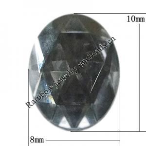 Taiwan Acrylic Cabochons, Faceted Flat Oval 8x10mm, Sold by PC