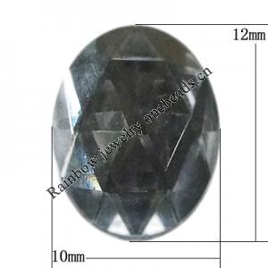 Taiwan Acrylic Cabochons, Faceted Flat Oval 10x12mm, Sold by PC