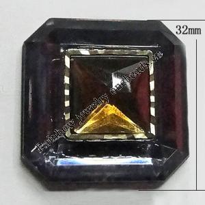 Taiwan Acrylic Cabochons, Faceted Square 32x32mm, Sold by PC