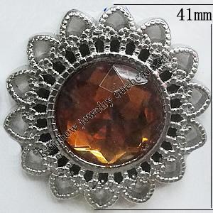 Jewelry findings, CCB plastic Pendant with Imitated Zircon, 41mm, Sold by Bag