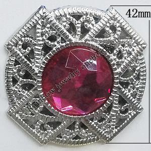 Jewelry findings, CCB plastic Pendant with Imitated Zircon, 42mm, Sold by Bag