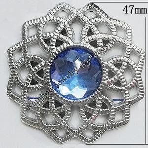 Jewelry findings, CCB plastic Pendant with Imitated Zircon, 47mm, Sold by Bag