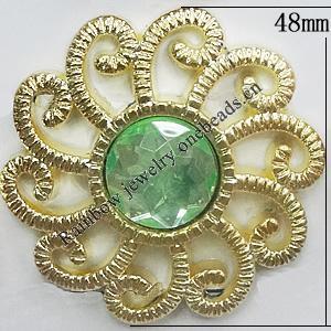 Jewelry findings, CCB plastic Pendant with Imitated Zircon, 48mm, Sold by Bag