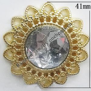Jewelry findings, CCB plastic Pendant with Imitated Zircon, 41mm, Sold by Bag