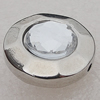 Jewelry findings, CCB plastic Beads with Imitated Zircon, Faceted Flat Round 22mm Hole:2mm, Sold by Bag