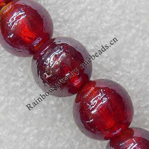 Silver Foil Lampwork Beads, Round 10mm Hole:About 1.5mm, Sold by PC