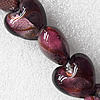 Silver Foil Lampwork Beads, Heart 28mm Hole:About 1.5mm, Sold by PC