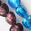 Silver Foil Lampwork Beads, Mix Color Heart 28mm Hole:About 1.5mm, Sold by Group