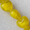 Silver Foil Lampwork Beads, Heart 12mm Hole:About 1.5mm, Sold by PC