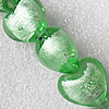 Silver Foil Lampwork Beads, Heart 12mm Hole:About 1.5mm, Sold by PC