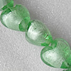 Silver Foil Lampwork Beads, Heart 12mm Hole:About 1.5mm, Sold by PC