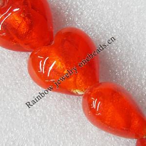 Silver Foil Lampwork Beads, Heart 28mm Hole:About 1.5mm, Sold by PC